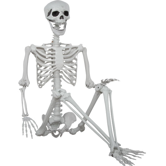 5.9ft Halloween Life Size Skeleton Realistic Full Body Skeletons Plastic Human Bones with Movable Joints for Halloween Props Spooky Party Decoration