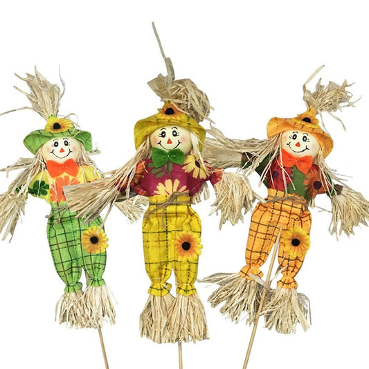 Mrisata 3PCS Halloween Scarecrow Decoration Outdoor, Fall Harvest Scarecrow Decor, Standing Scarecrow Decorations for Garden, Yard, Porch, Autumn Thanksgiving Party Decor (A)
