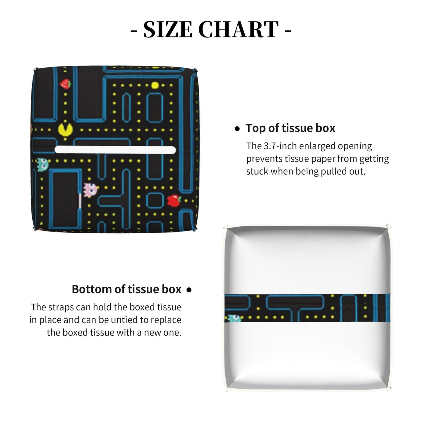 WCMYII Tissue Box Cover Retro Video Game Pattern Modern PU Leather Square Tissue Box Holder - Decorative Holder/Organizer for Bathroom Vanity Countertop, Night Stands, Office Desk & Car 5""X5""X5""