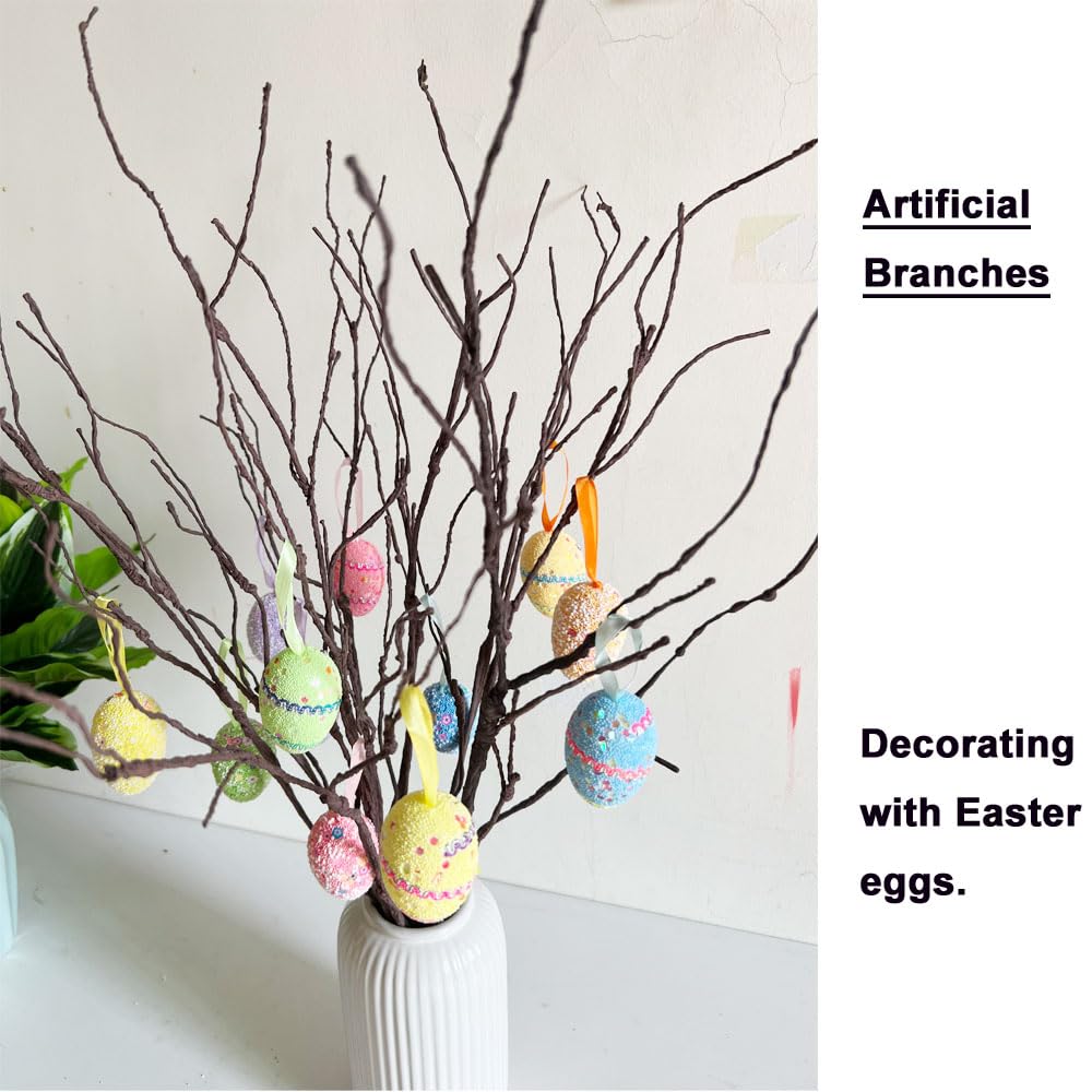 Bakoukiter 8PCS Artificial Birch Decorative Branches 27.5IN Lifelike Curly Willow Branches for Vase Flexible Twig Stems for Flower Arrangement Centerpiece Rustic Home Decor