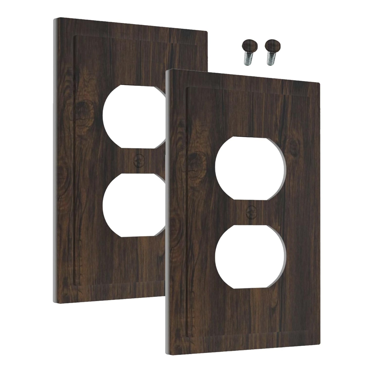 Wmhusu Outlet Covers Dark Brown Wood Texture Rustic Plank 1 Gang Duplex Light Switch Cover Plate Decorative Wall Plates Electrical Switchplate Receptacle Cover for Cabin Bedroom Decor（2Pack）