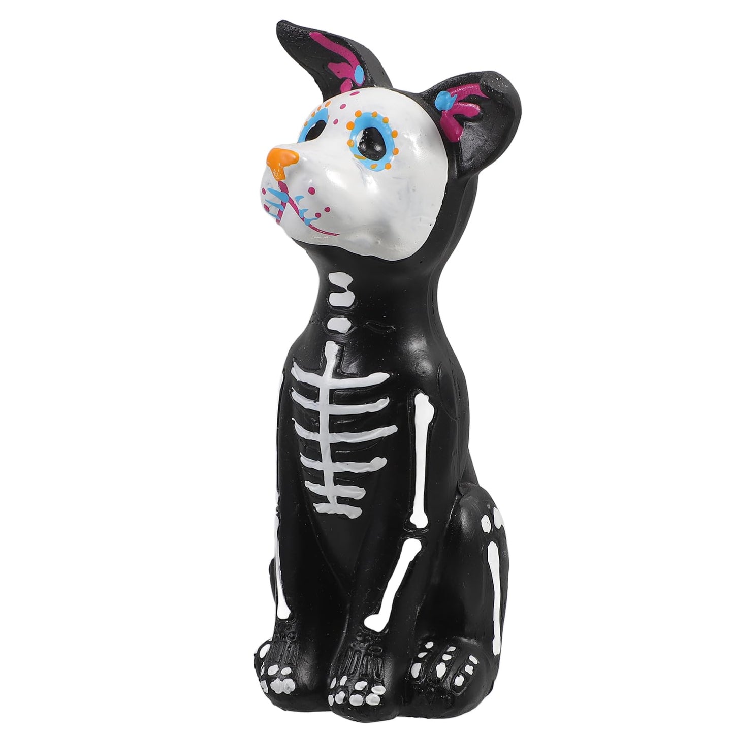 TOYANDONA Day of The Dead Dog and Cat Figurine, Halloween Statue Sugar Skulls Animal Statue Resin Crafts Skeleton Sculpture for Halloween Home Desk Decorations (Day of The Dead Dog)