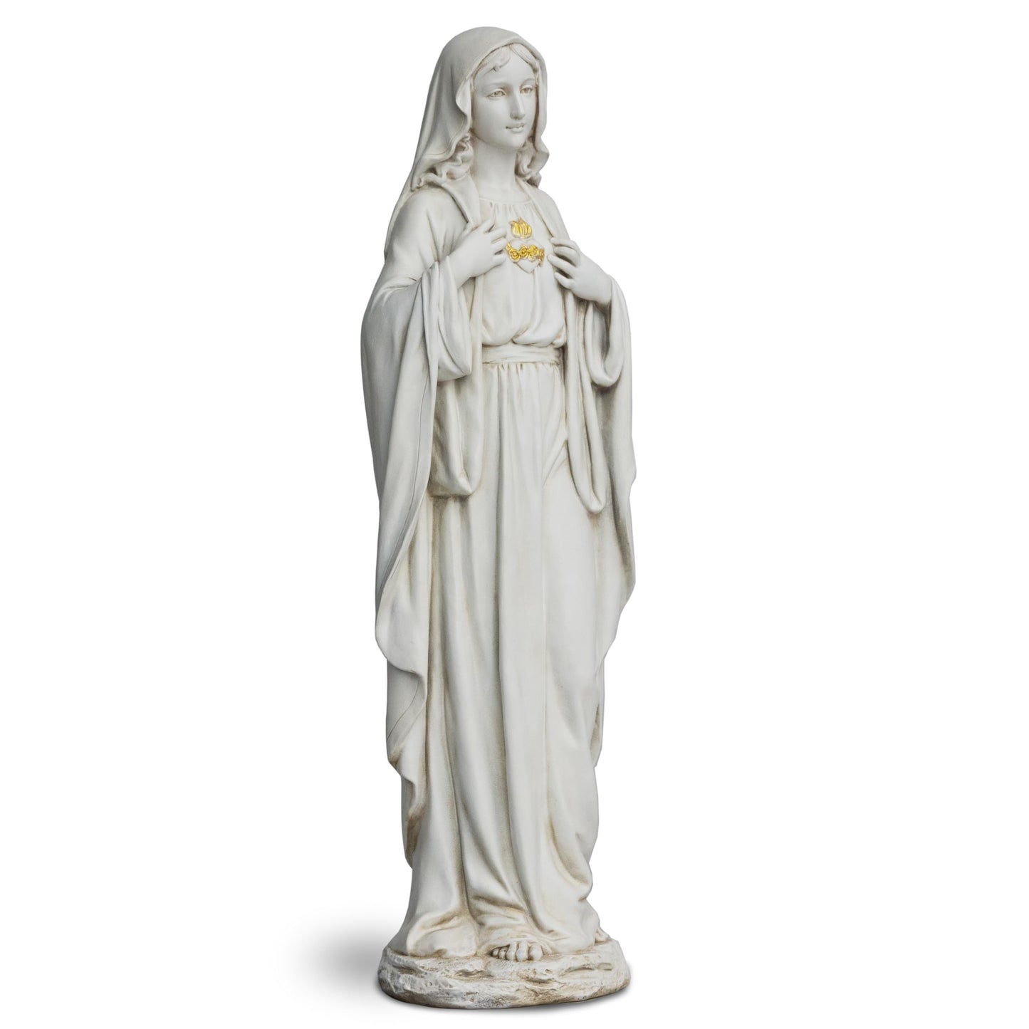 DevotedWalls 20.5" Garden Statue of Virgen Maria, Large Immaculate Heart of Mary Statue for Floor, Elegant White Virgin Mary Figurine for Yard,Symbol of Purity of Mother's Love
