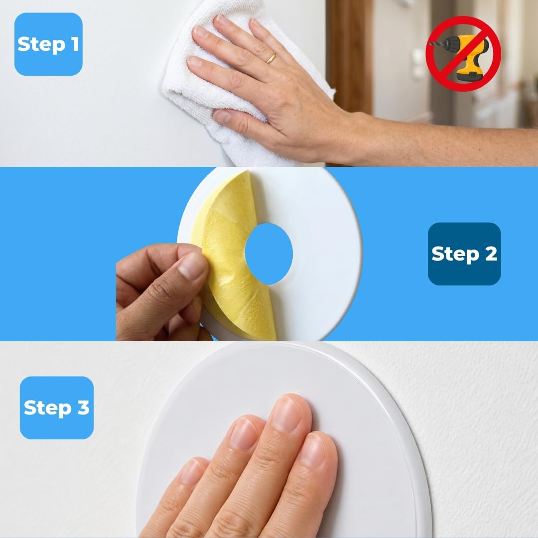 5 Pack - Door Stoppers for Wall - 5 Inch Door Knob Wall Protector, Self Adhesive Peel and Stick Door Bumper, Wall Protectors from Door Knobs, Anti Slam, White