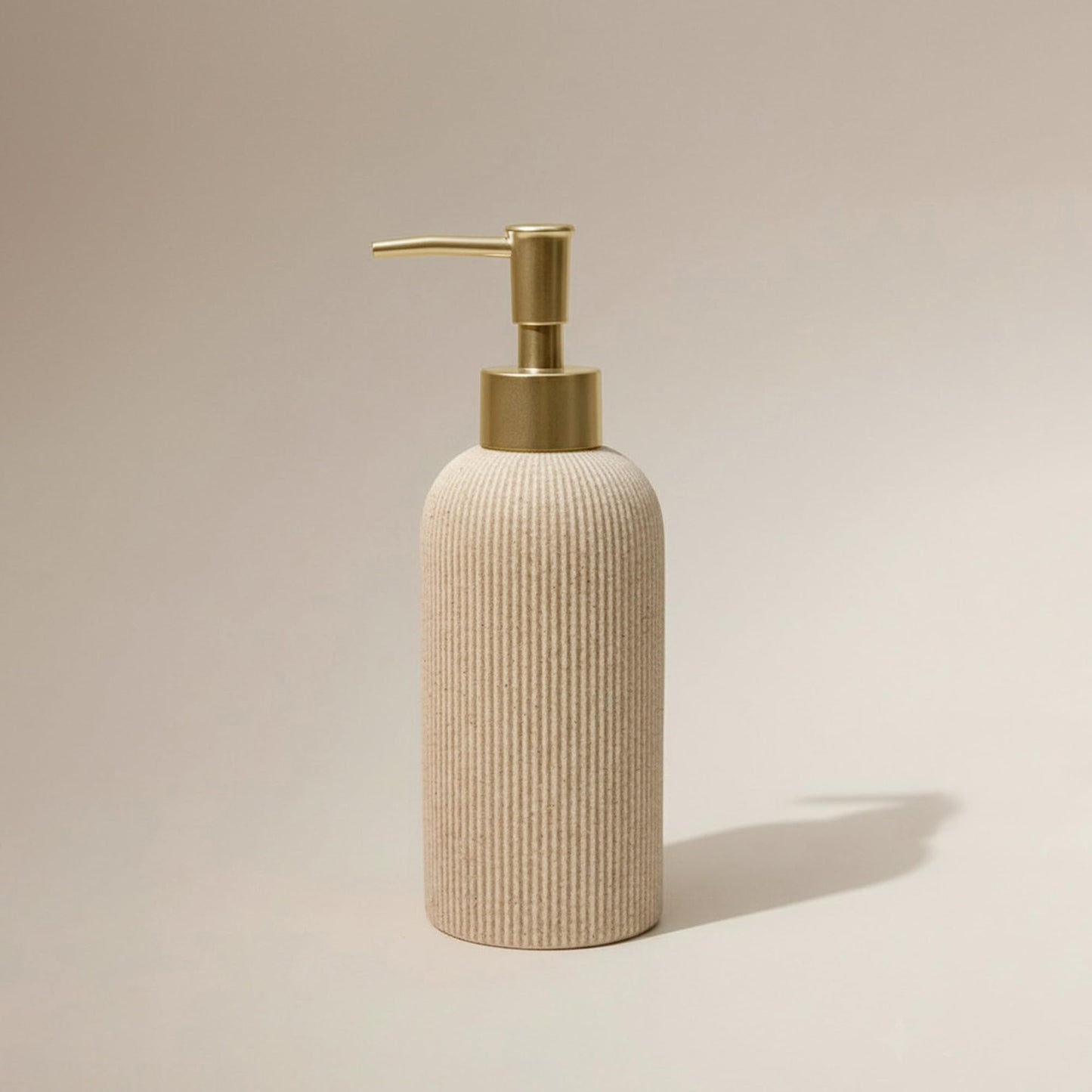 Sand Beige Hand Soap Dispenser with Matte Gold Pump, 7 oz