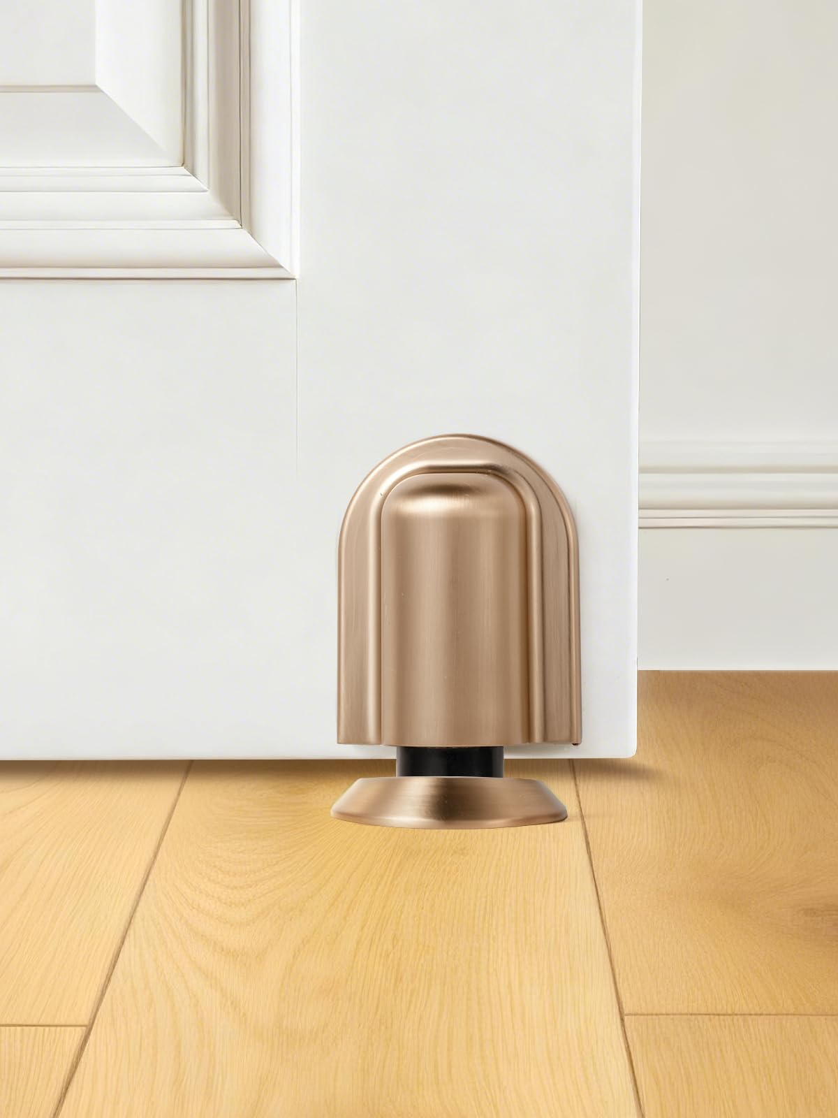 SORWDUERM 2 Pack Champagne Bronze Door Stopper Magnetic Door Cathc Matte Black Floor Mounted Door Stop Keep Door Open with Screws and Adhesive No Drilling