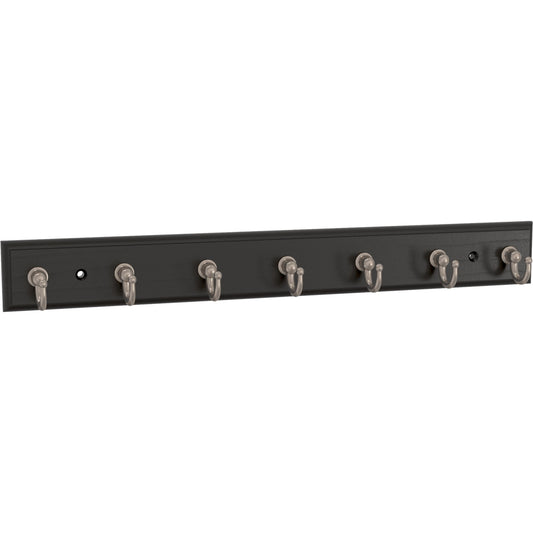 Franklin Brass Key Tidy (1-Pack) Matte Black Key Holder 14' Wall Mount Small Item Rack 7 Hooks for Wall, Hallway, Entry Keychain Rail Organizer B46712K-218-R