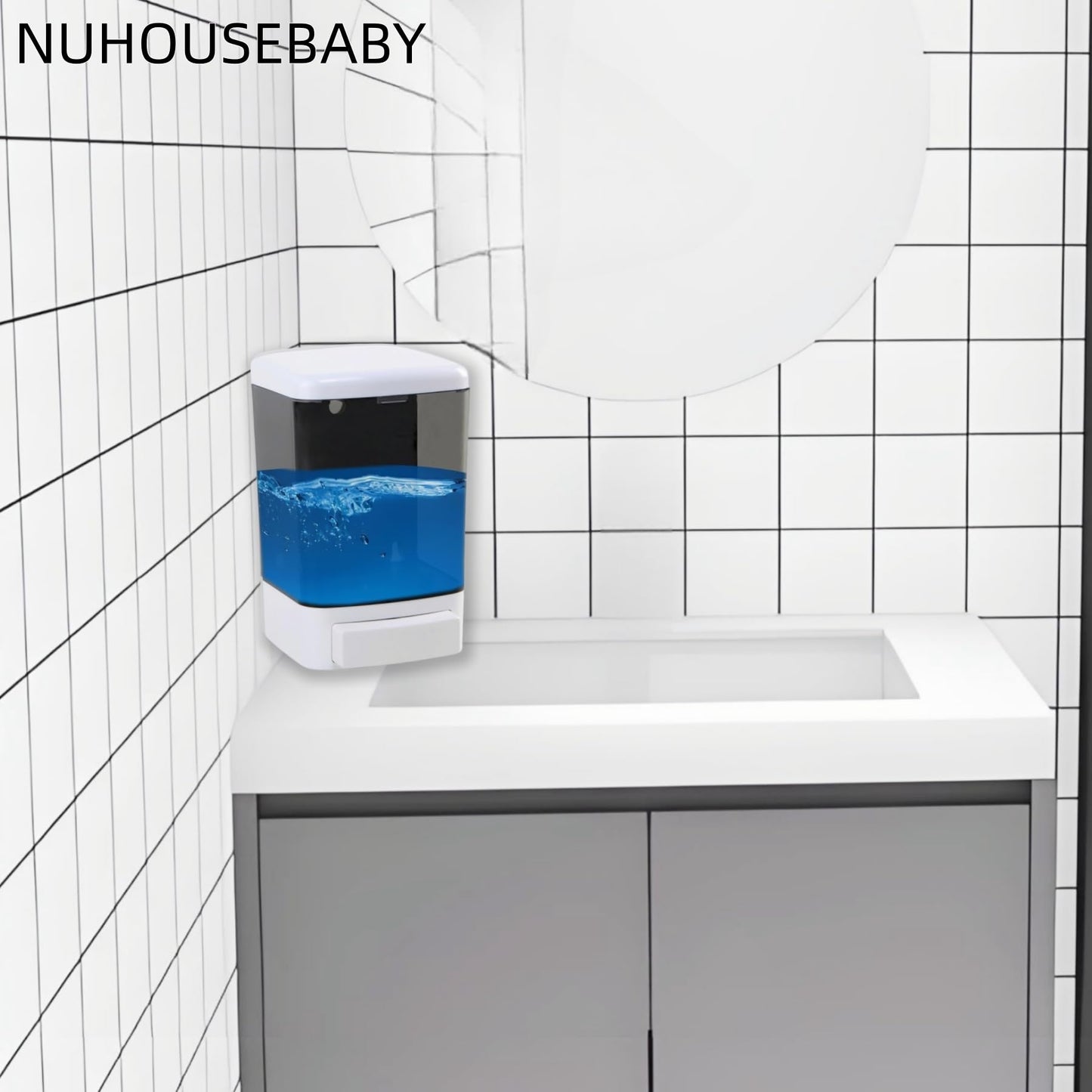 NUHOUSEBABY Manual Soap Dispenser Kitchen Bathroom Wall Mounted Hand Dispensers Commercial for Liquid Containers Shampoo Gel Chamber Plastic - (33.8 oz) 1000ml