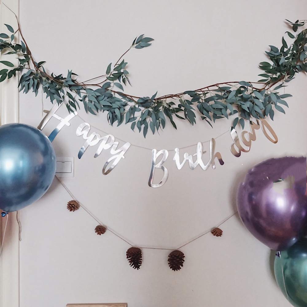 LJDJ Gray Green Leaf Garland Decorations - 5.4 Feet Artificial Silk Fabric Willow Plant Leaves Vines Twigs Garland String Wedding Decor Jungle Luau Safari Party Supplies Faux Greenery Crowns Wreath