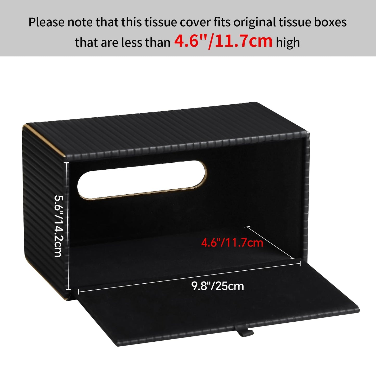 Extra Large Rectangle PU Leather Tissue Box Cover with Magnetic Closure, Decorative Tissue Holder & Storage Container for Bedroom, Living Room, Dining Room, Bathroom, Countertop, Desk & Office (Black)