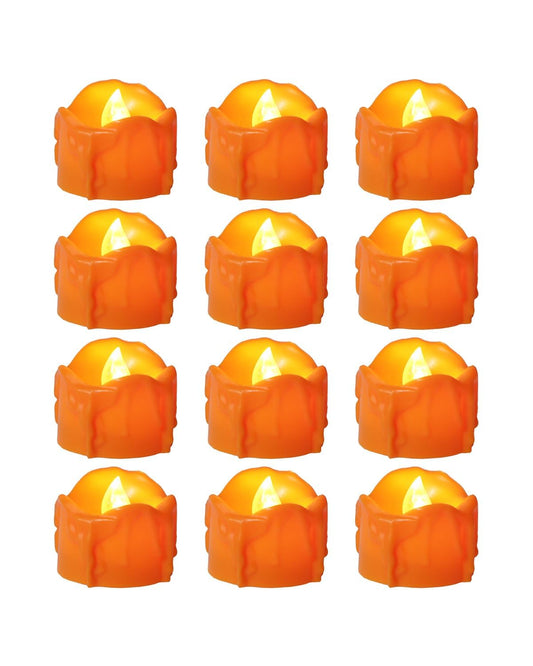 ONEIHOMM Halloween Orange Timer Tealights for Fall Decor, 12PCS
