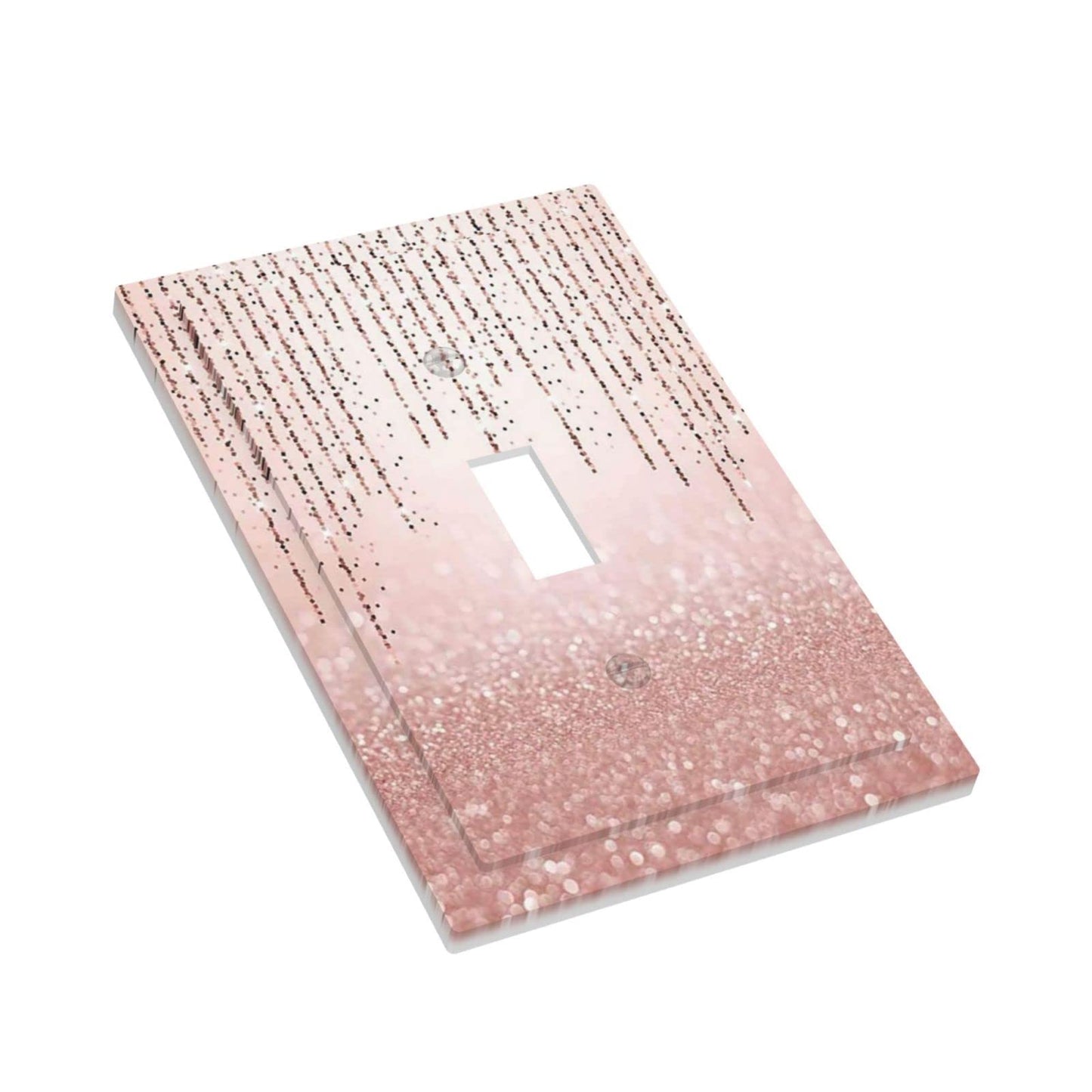 Pink Glitter Bling 1 Gang Light Switch Plate Decorative Single Toggle Wall Plate Cover Electrical Switchplate Faceplate for Women Girl Rose Gold Shining (No Sparkling Glitter) Bathroom Decorate 5" x 3