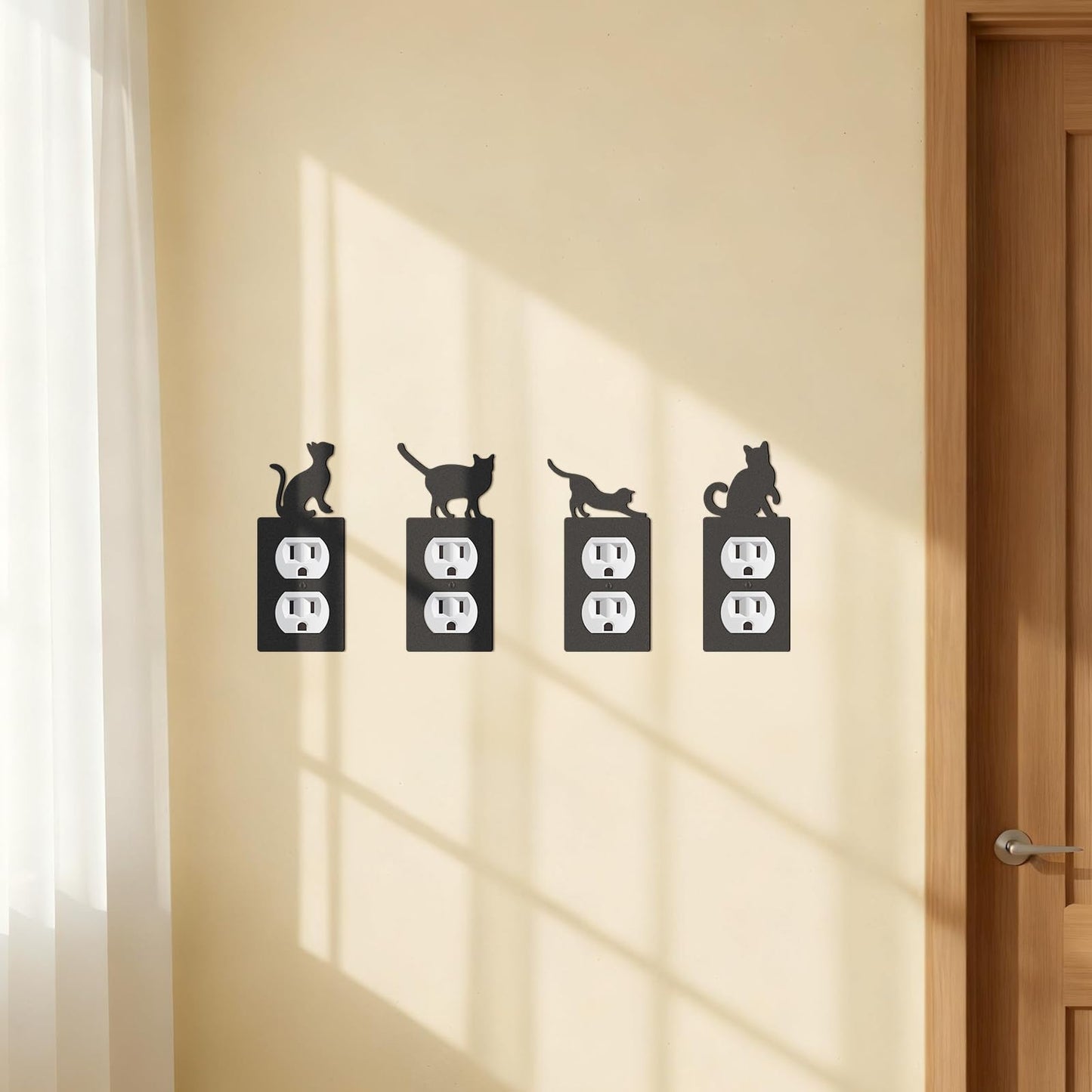 Otoolling 4 Pcs Black Cat Outlet Cover Cute Cat Decorative Switch Outlet Wall Electrical Power Cover Plate Light Bedroom Living Room Bathroom Decor(Classic)