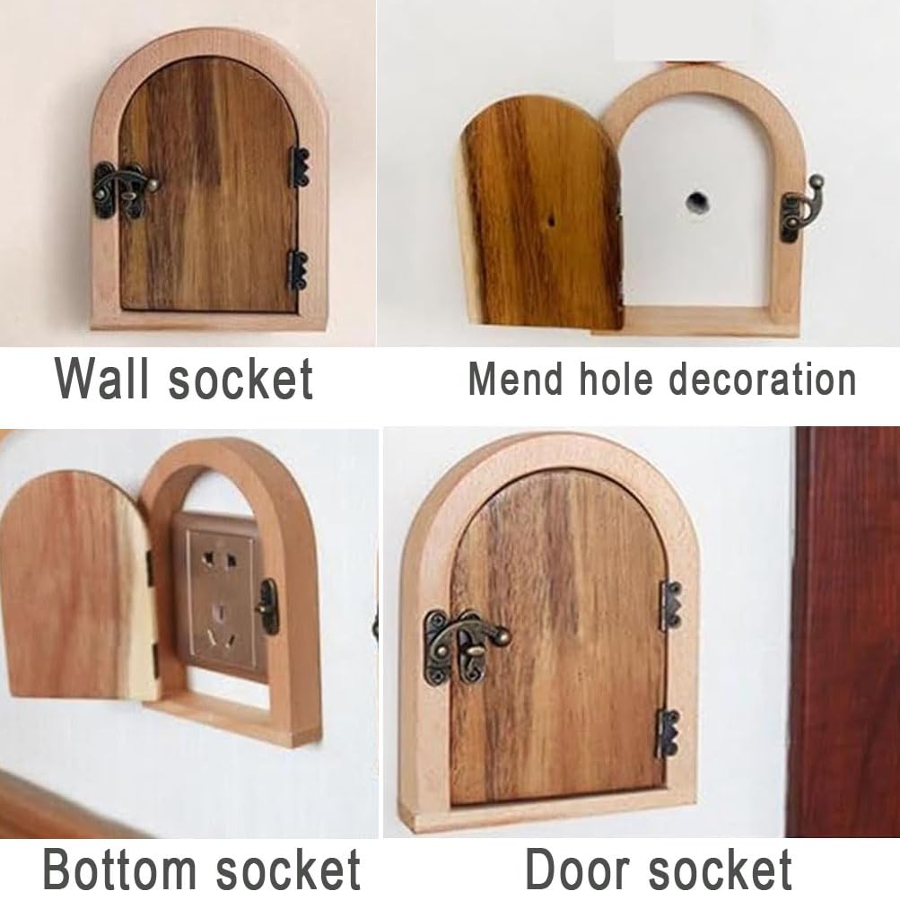 Light Switch Cover Guard, Fairy Door Outlet Cover Plate,Self-Adhesive Outlet Cover,Required Outlet Covers for Baby Proofing Creates a Fairy-tale Atmosphere(left door)