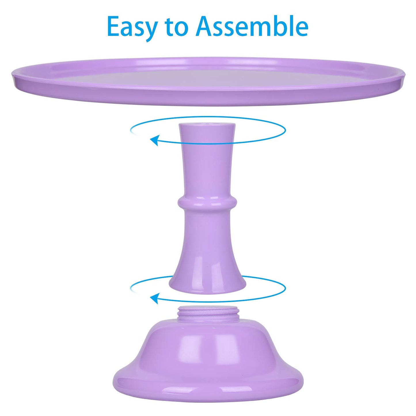KLASKWARE 11-Inch Round Melamine Cake Stand, Purple Single-Tier Dessert Display Stand for Cakes, Cupcakes and Party Table Decor