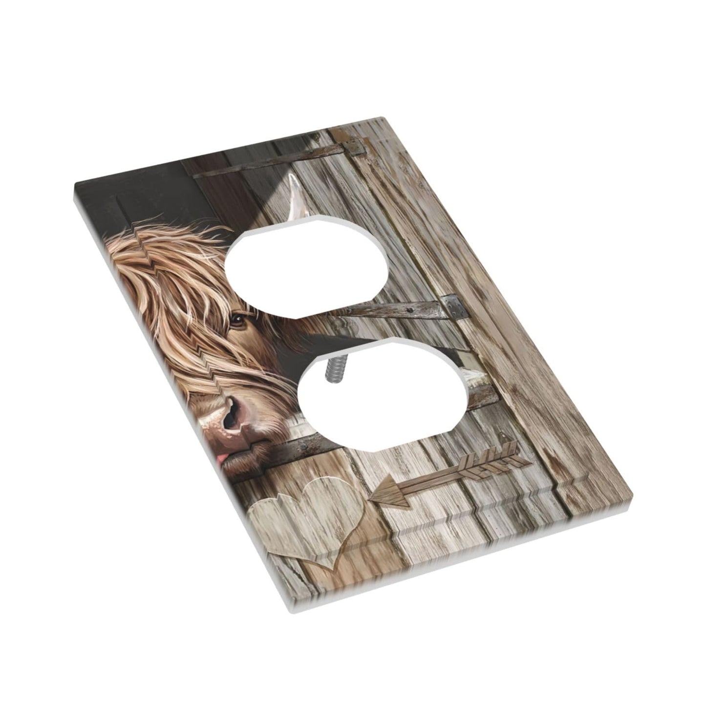 ybclf Farmhouse Highland Cow Duplex Outlet Covers Light Switch Cover Decorative Country Rustic Wall Plate Switchplate Receptacle Lightswitch Faceplate for Kitchen Bathroom Bedroom