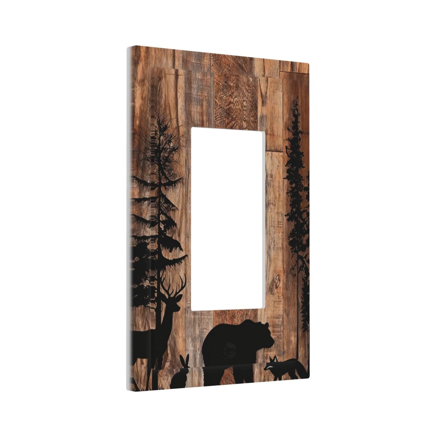 Nadoabtm Decorative Outlet Covers Rustic Woodland Animal Silhouette Bear Deer 1 Gang Single Rocker Light Switch Cover Plate Electrical Switch Plate Cover Gfci Wall Plates For Cabin Farmhouse Decor