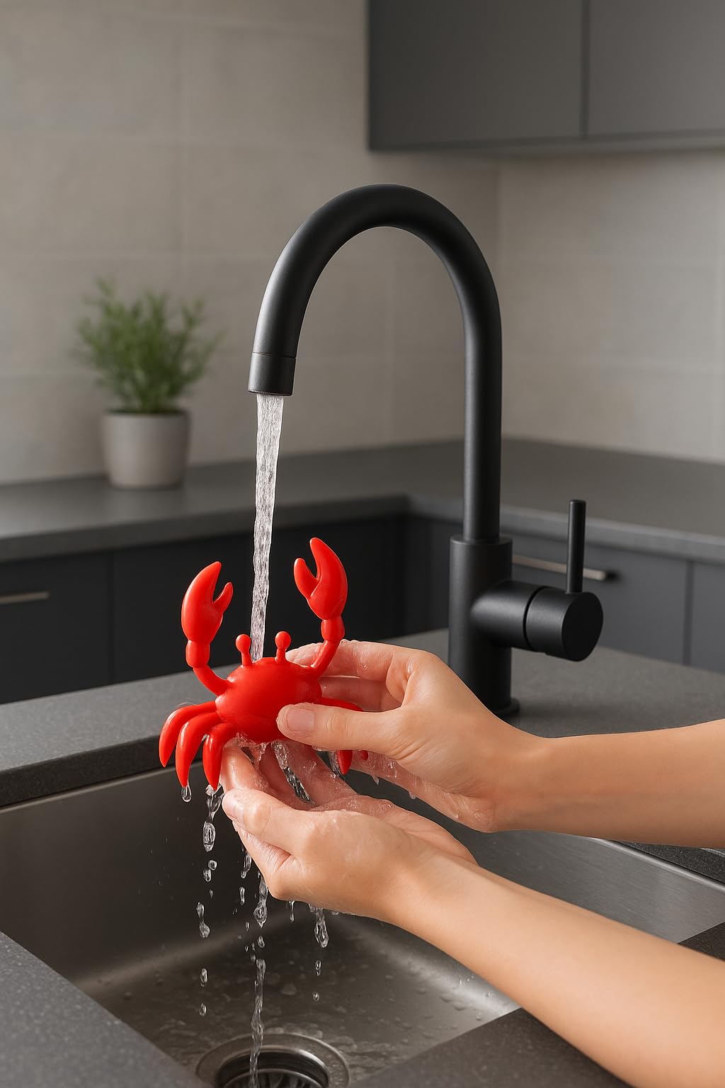 RED Crab Silicone Spoon Rest – Fun, BPA-free and heat-resistant utensil holder. Non-slip, easy to clean, keeps your kitchen tidy and doubles as a steam releaser.