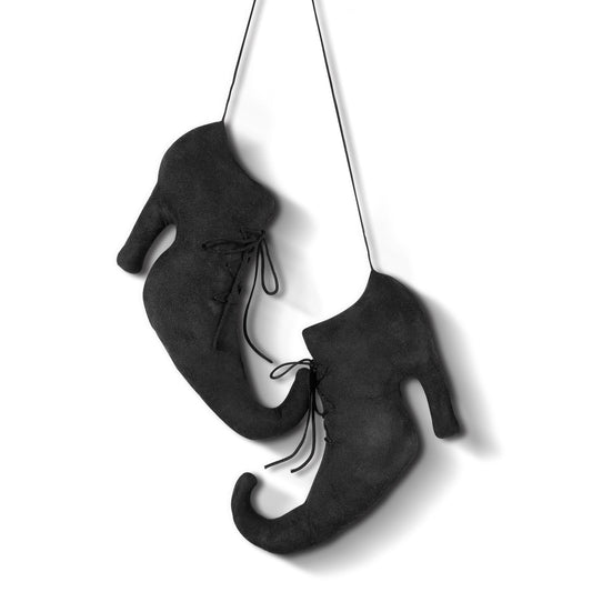 Suhine 12 Inch Large Summer Halloween Witch Shoes Hanging Decoration 3D Primitive Vintage Retro Witch Boot Ornaments for Halloween Wall Door Mantel Indoor Outdoor Farmhouse Decoration