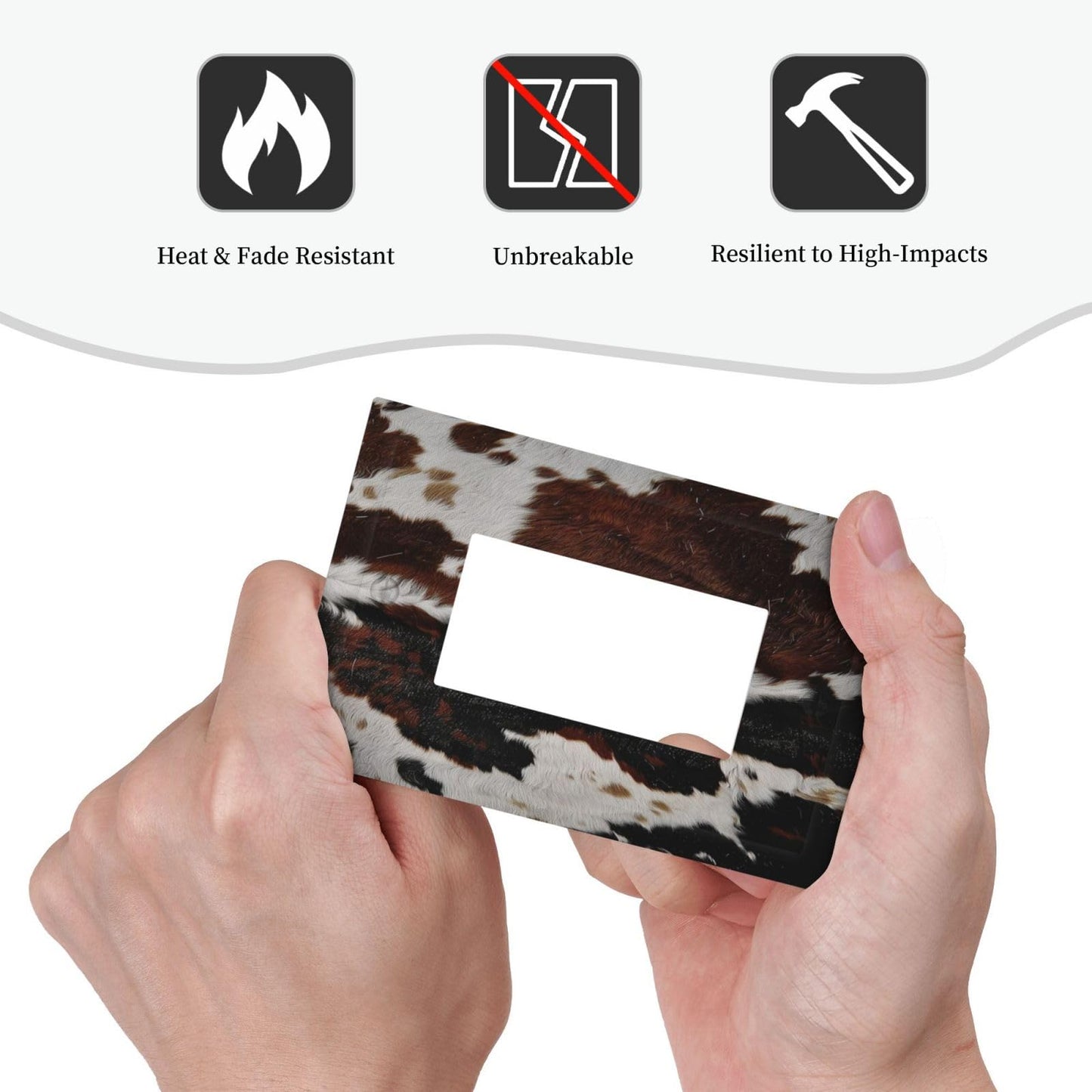Cowhide Print Abstract Animal Fur Rustic Decorative Outlet Covers 1 Gang Single Rocker Light Switch Cover Plate Wall Plates GFCI Faceplate for Farmhouse Home Decor