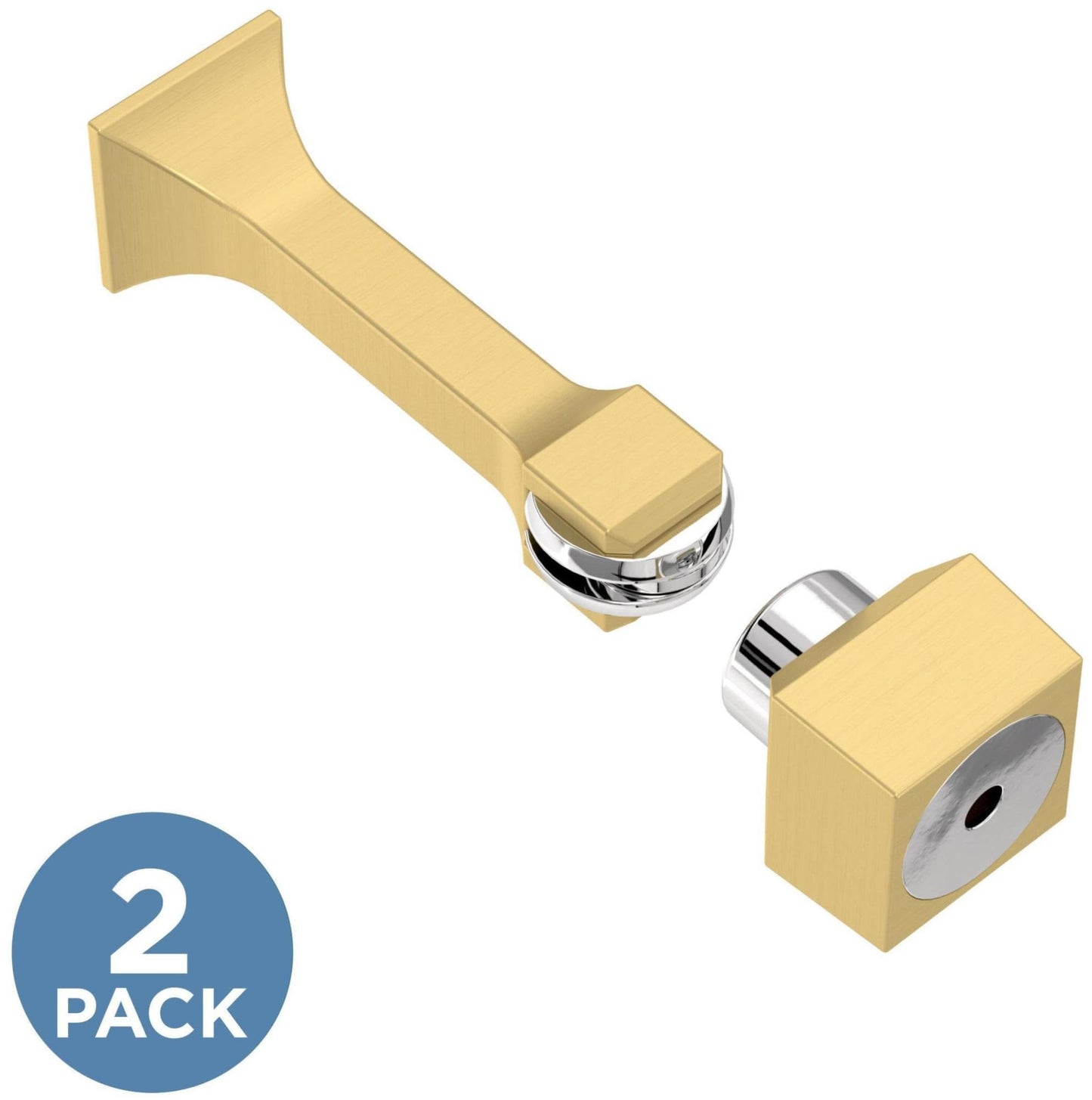Franklin Brass Classic Edge (2-Pack) 3" Magnetic Door Stop Modern Gold Magnetic Door Catch Stoppers for Bottom of Door Holder to Keep Door Open Protects Wall Solid Rigid Magnet Door Stop B47313K-117-C