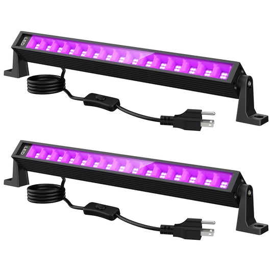 lamvip 38W LED Black Light Bar, Blacklight Bars with Plug and Switch Light Up 22x22ft Area for Glow Party Halloween Parties Bedroom Decorations Stage Lighting 2 Pack