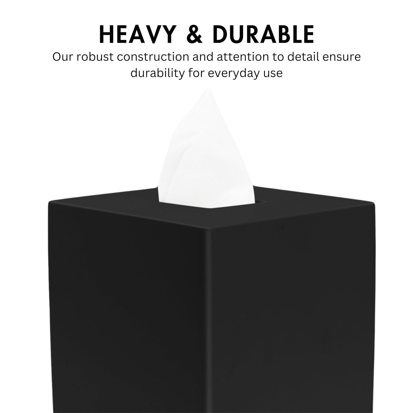 Yew Design Matte Black Square Tissue Box Cover, Decorative Tissue Box Dispenser for Bathroom, Parlors, Office, Bedroom Dresser, Vanity Countertop, Nightstand, Car, and Desk