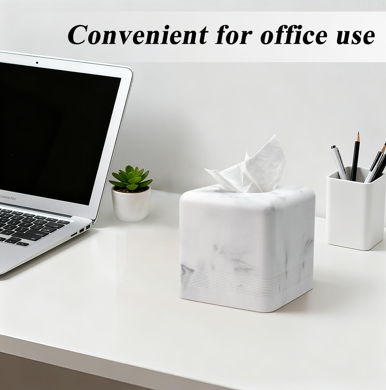 YMXYJM Resin Tissue Box Cover, Modern Square Holder,White