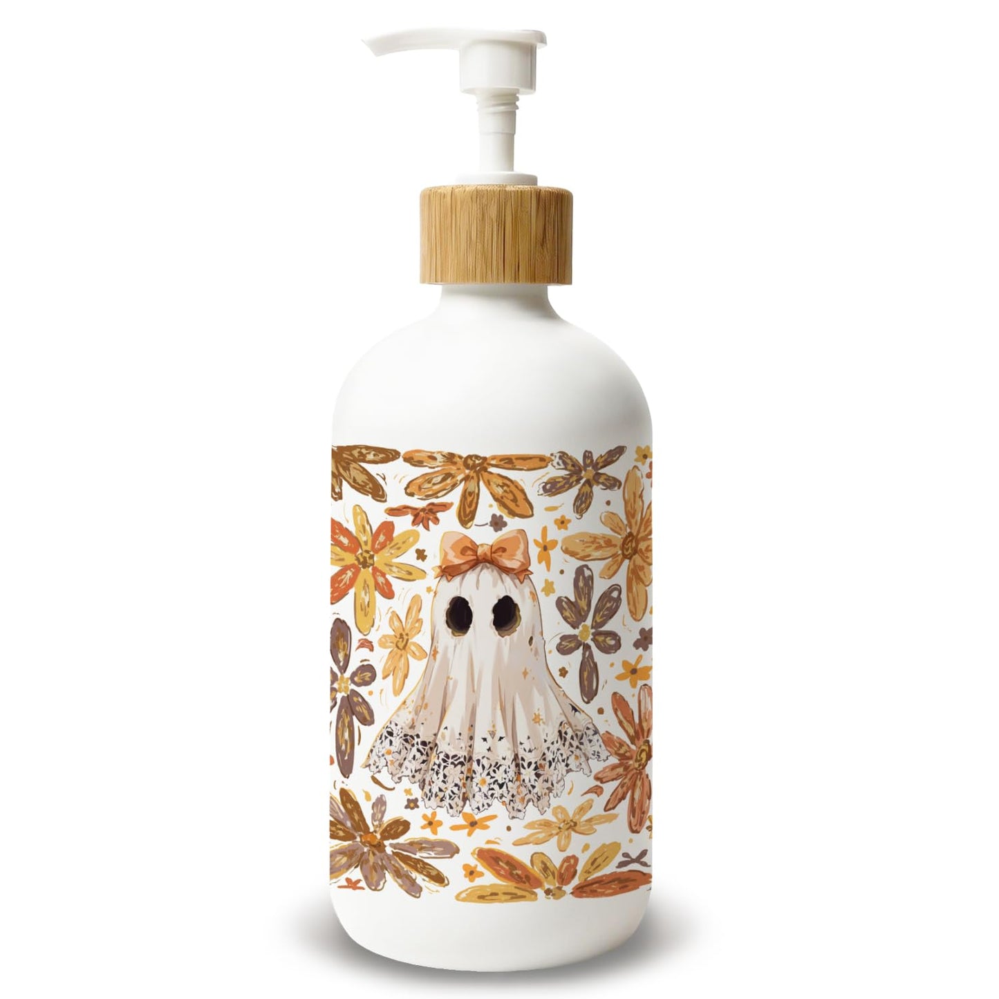 Stelloriellea Boho Halloween Ghost Glass Soap Dispenser with Pump