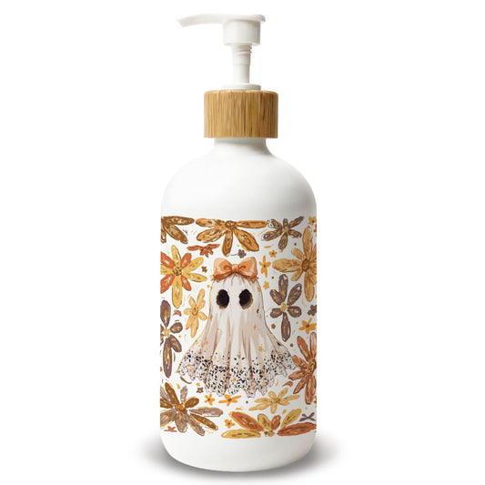 Stelloriellea Boho Halloween Ghost Glass Soap Dispenser with Pump