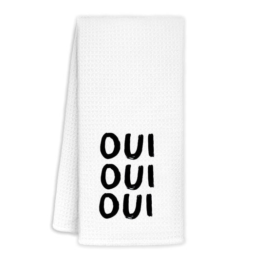 FWSFD Funny Bathroom Hand Towels, French Bathroom Decor, Modern French Quote Oui Oui Decorative Hand Towels for Toilet Bath Room Washroom Restroom, 16x24 Inches
