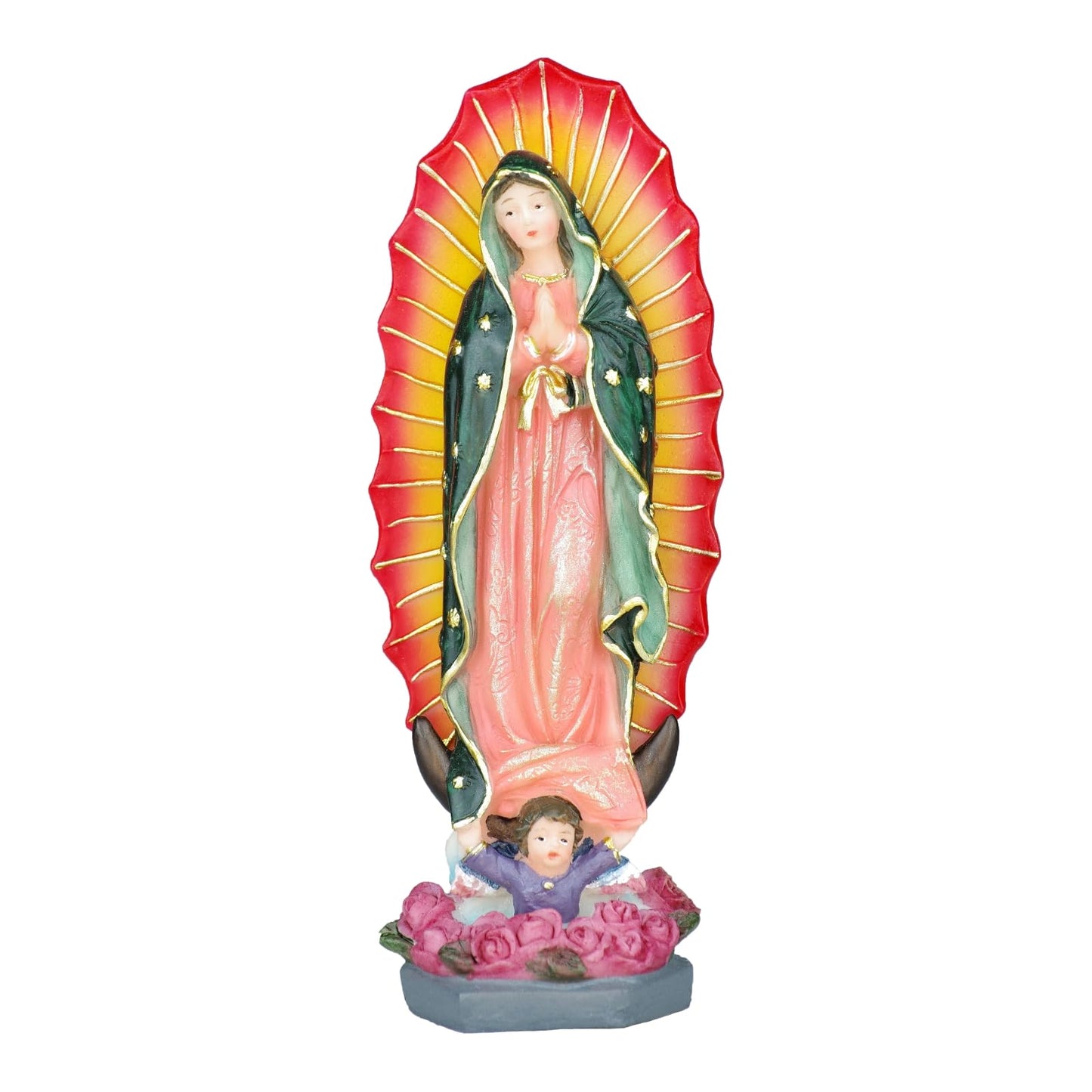 PSYHILAR Our Lady of Guadalupe Statue, Small Virgen de Guadalupe Statues, 6 Inch Mexico Virgin Mary Figurine, Handcrafted Virgencita Maria Estatua Resin Catholic Religious Decor