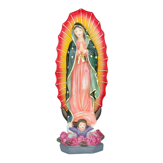 PSYHILAR Our Lady of Guadalupe Statue, Small Virgen de Guadalupe Statues, 6 Inch Mexico Virgin Mary Figurine, Handcrafted Virgencita Maria Estatua Resin Catholic Religious Decor