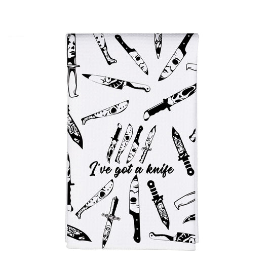 MBMSO Chef Knife Towel I've Got a Knife Scary Movie Gifts for Horror Fans Baking Cooking Cloth Halloween Kitchen Dish Towel (Chef Knife TW)