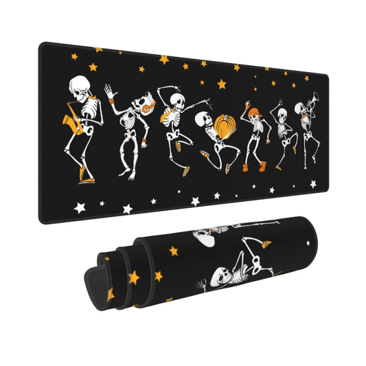 Dancing and Musical Skeletons Mouse Pad Large Gaming Mousepad, Long Big XL Waterproof Desk Mats Full Desk Keyboard Mat Computer Pad Desk Matt with Stitched Edges Non-Slip Desktop Mat, 31.5 * 11.8 in