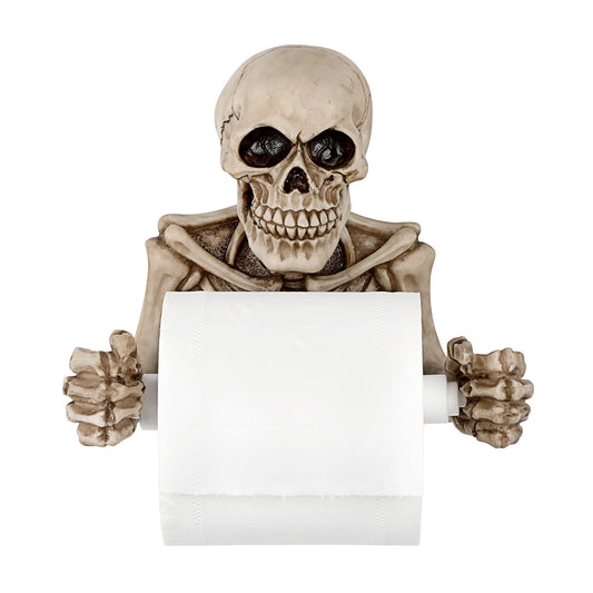 Sumnacon Skull Toilet Paper Holder, Resin Wall Mount Toilet Paper Roll Holder- Evil Skeleton Toilet Paper Holder Dispenser Wall Decoration for Halloween, Gothic, Ghost Festival