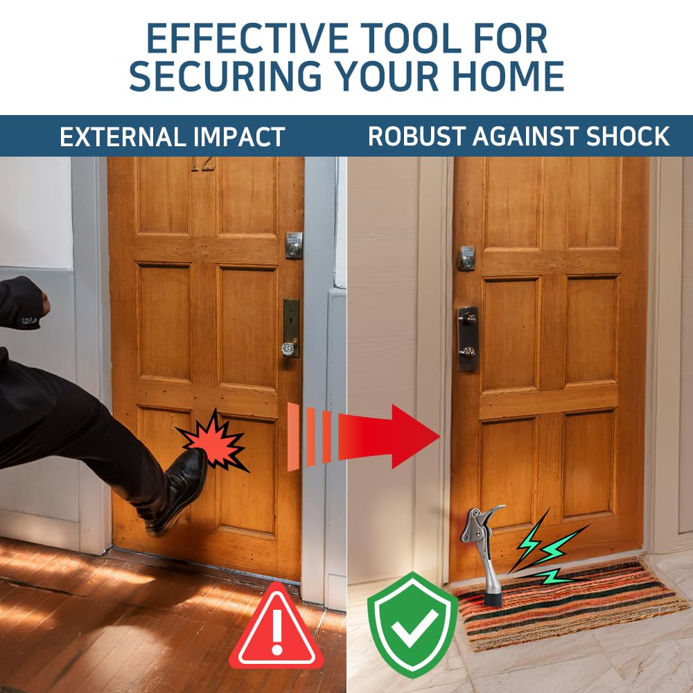 HA SHI Kickdown Door Stopper, Heavy Duty Adjustable White Door Holder Stop