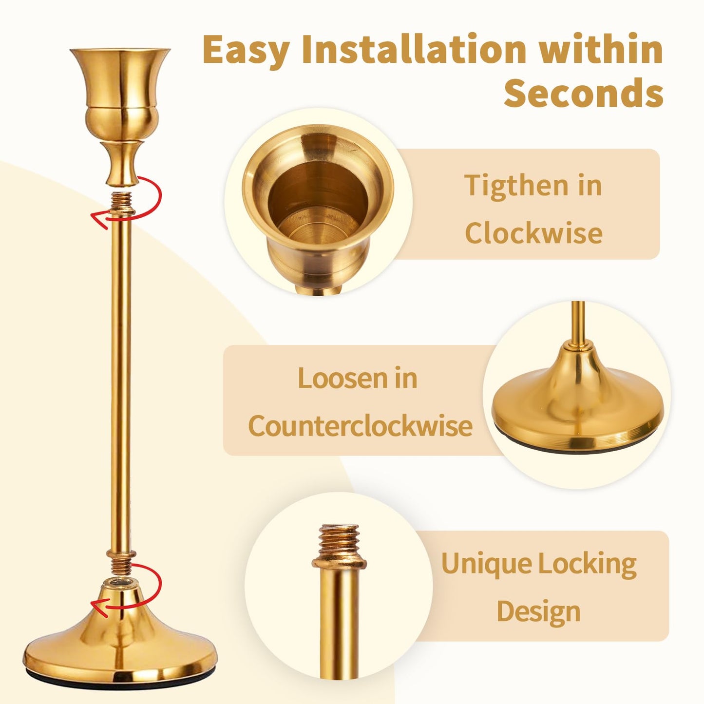 Chill Recipe Candlestick Holders Gold Taper Candle Holders 3 pcs Candle Sticks Holders for Home Decor Table Centerpiece Wedding Housewarming Festival