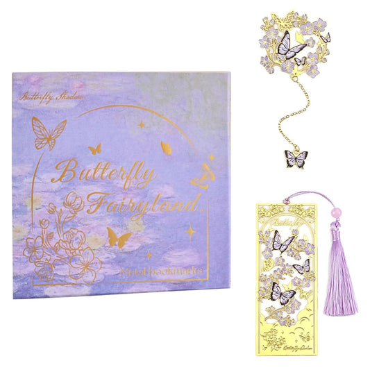icceemee 2pcs Bookmark Butterfly Flower Theme Pretty Book Marks Set with Bookmarks for Women, Cute Book Markers for Writers, Kids, Teens, Men Readers, Reading Accessories Gifts for Book Lovers