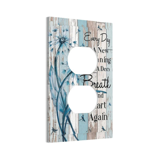 Decorative Outlet Covers Rustic Blue Dandelion Inspirational Quotes Grey Wood Plank 1 Gang Wall Plate Receptacle Duplex Light Switch Cover Plate Single Dual Plug Covers Electrical Switchplate