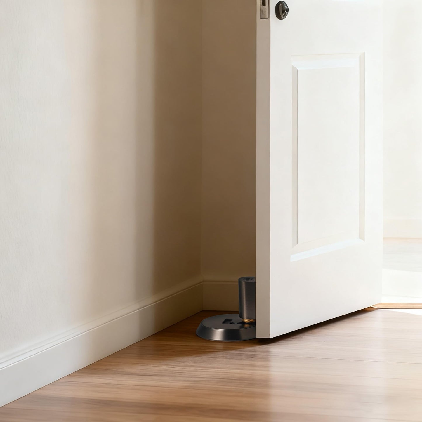PANALI Windproof Door Stopper, Mechanical PushLock Design No Drill Installation Heavy Duty Door Catch for Wall Protector, Grey