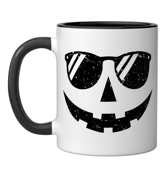 Summerween Vibes Spooky Summer Smiling Pumpkin Halloween Ceramic Mug, Black/White