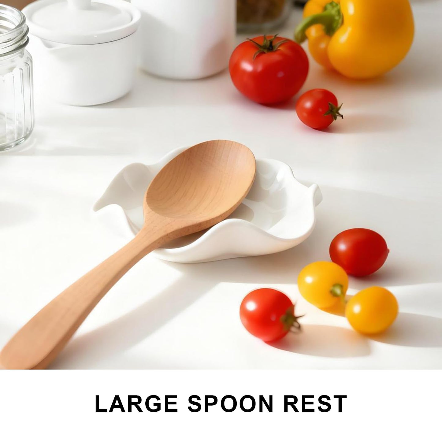 Cute Lick the Spoon Large Spoon Rest for Kitchen, Ceramic Heat Resistant Utensil Holder for Stove Top, Funny Gift for Women Friends Chirstmas Housewarming Present, 5.8 Inches