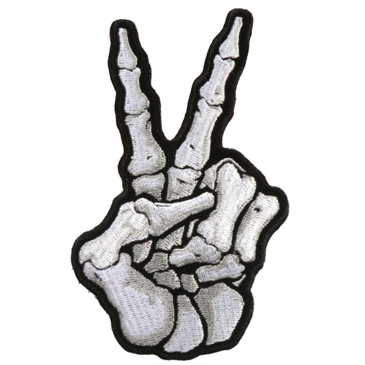Milwaukee Leather 3" x 5" Skeleton Peace Sign Patch - 3W X 5H