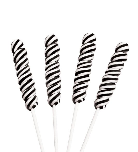 Black Twisty Lollipops - 24 Unicorn Suckers Individually Wrapped Bulk - Great for Candy Buffet - Wedding - Graduation - Halloween - Baby Shower - Birthday Party Favor Candy - Goodies for Kids and Adults