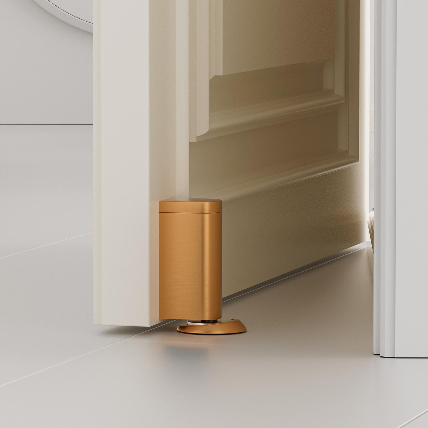SAILANKA Windproof Magnetic Door Stoppers No Drilling Door Stop Strong Magnet Keep Door Open Door Catch Holder Wall Protect with Screws and Adhesive, Matte Gold, 1 Pack