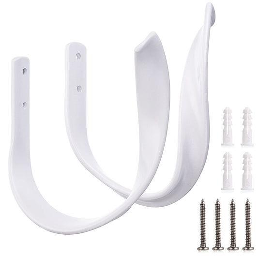 Sumnacon 2 Pcs Aluminum Alloy Curtain Holdbacks - Decorative Wall Mounted Drapery Tiebacks with Screws, Heavy Duty Window Treatment Holdbacks for Home Decor, White