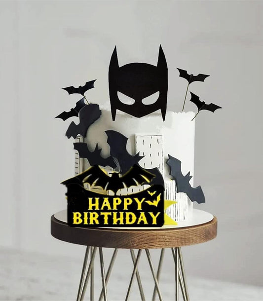 Superhero Cake Topper Bat Cake Decor - Happy Birthday Decorations for Hero Themed Party Supplies