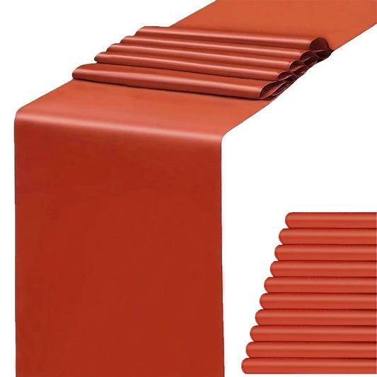 Satin Terracotta Table Runners 10 Pack - Wedding Table Runner 12 x 108 Inches Long for Weddings Party Birthday Halloween Christmas Anniversary Events Decorations
