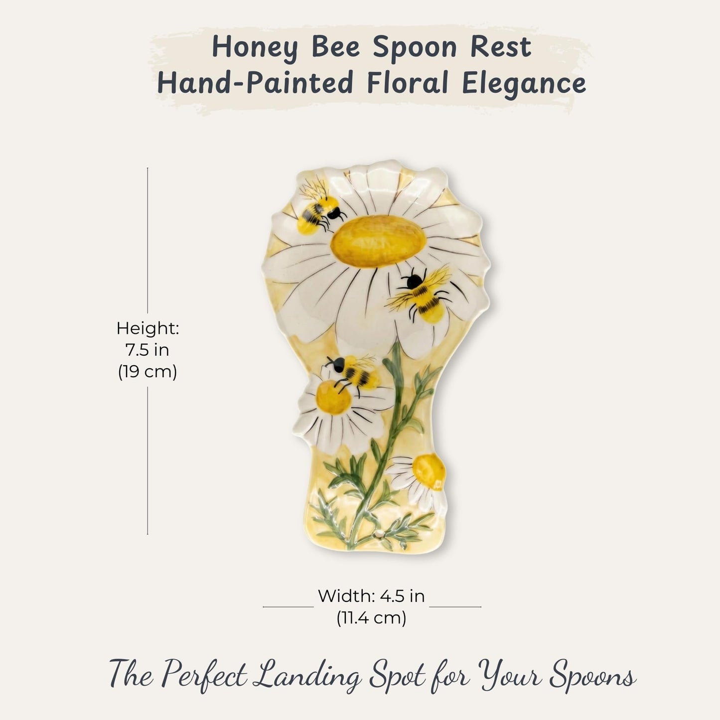 Blue Sky Clayworks Great Flower and Bustling Honey Bee Spoon Rest